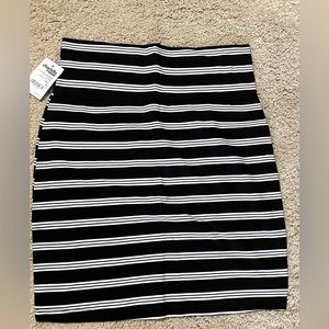 NWT Charlotte Russed Striped Black and White Body-Con Skirt